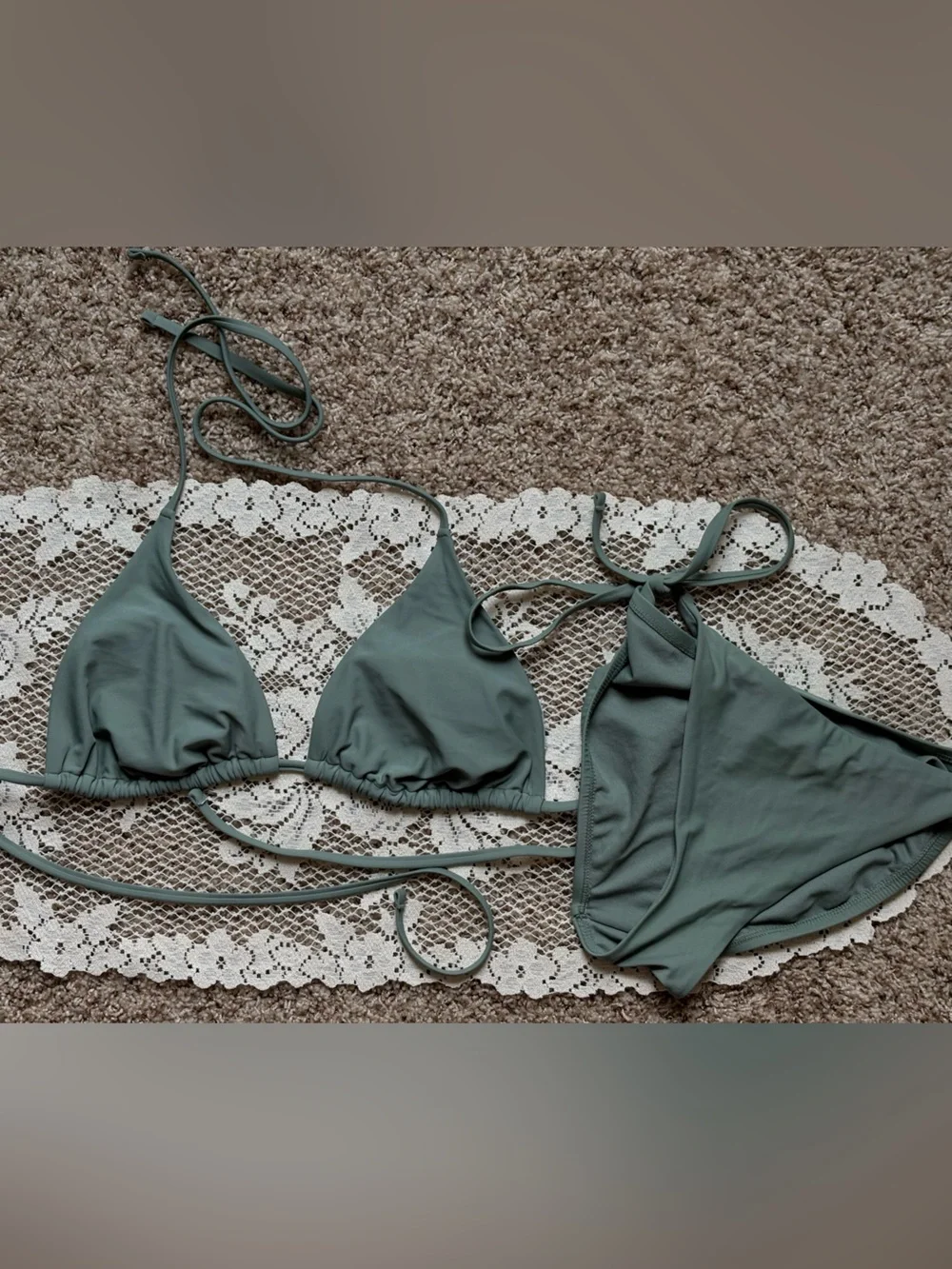 Shade & Shore Sage Triangle Tie Bikini Set - Women Swim